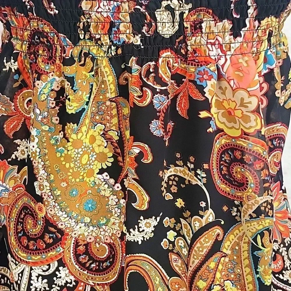 Trixxi Floral Square Top Boho Paisley Print Womens Size M